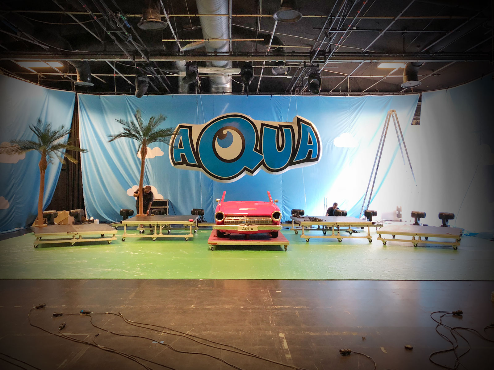 AQUA's logo used as a giant inflatable stage prop